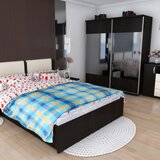 Dormitor Laguna cu pat 160x200 cu 2 sertare Wenge cu Vanilie